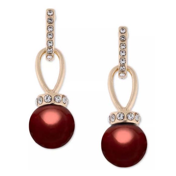 New CHARTER CLUB Imitation Pearl and Pavé Drop Earrings - Picture 1 of 3